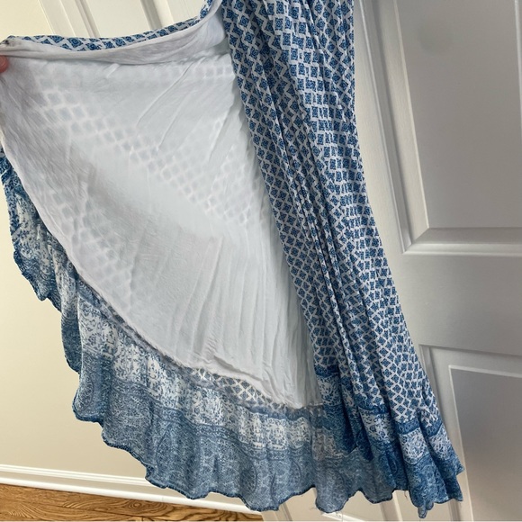 Lulus Blue Patterned Ruffle Maxi Dress - Picture 5 of 9